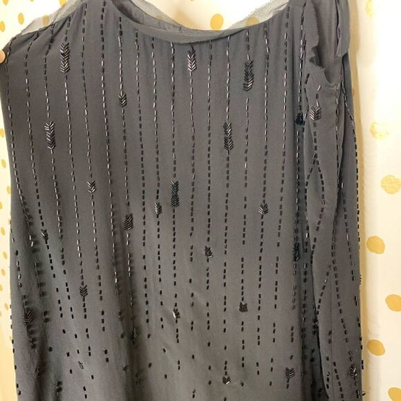 Eileen fisher silk beaded black slip dress 4 - Picture 7 of 8